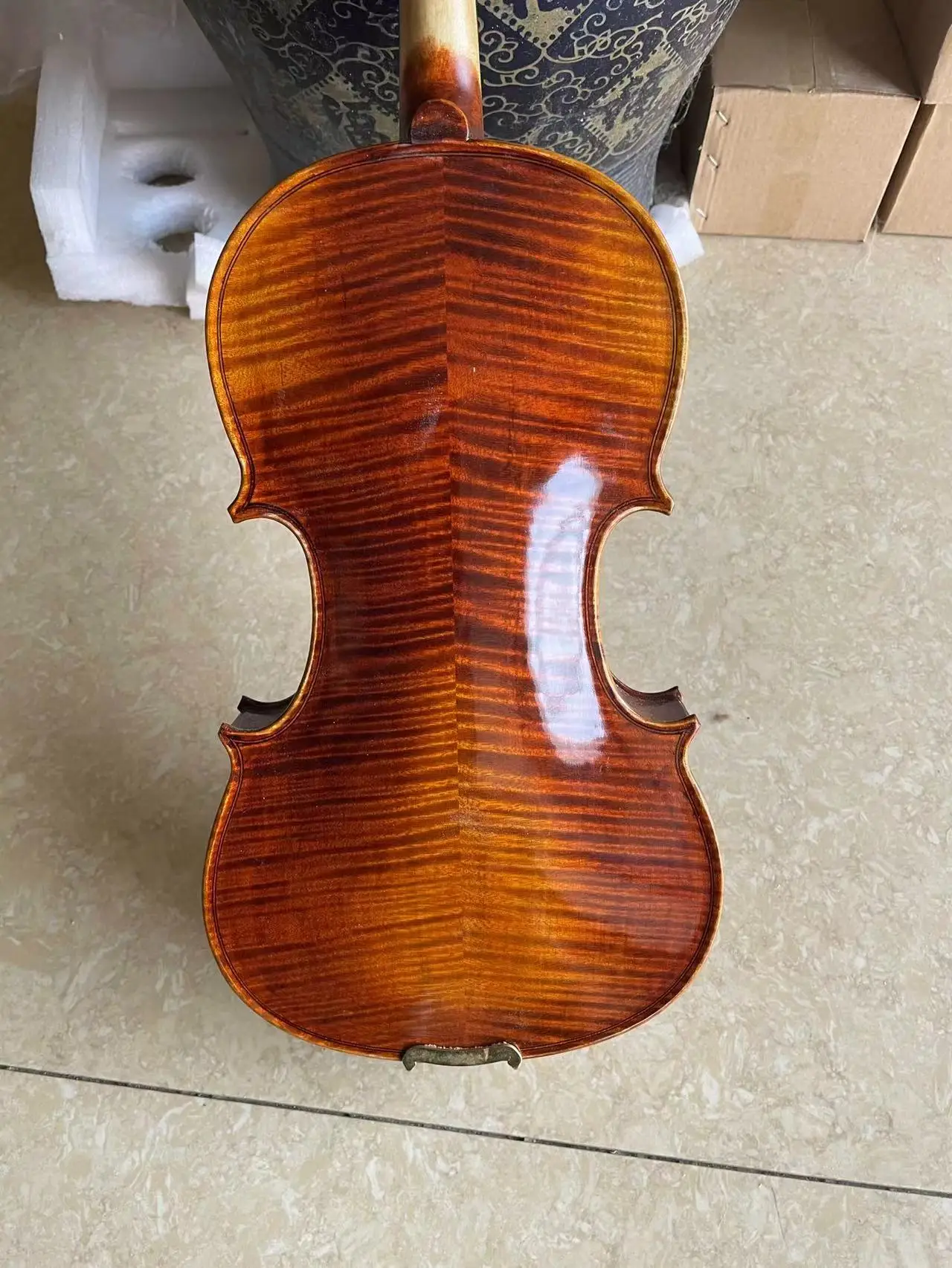 Handmade Advanced Violin, 4/4, Professional Varnish,Natural Flamed Maple,Spruce Plate, Ebony Parts, Bow Case Tuner, High Quality