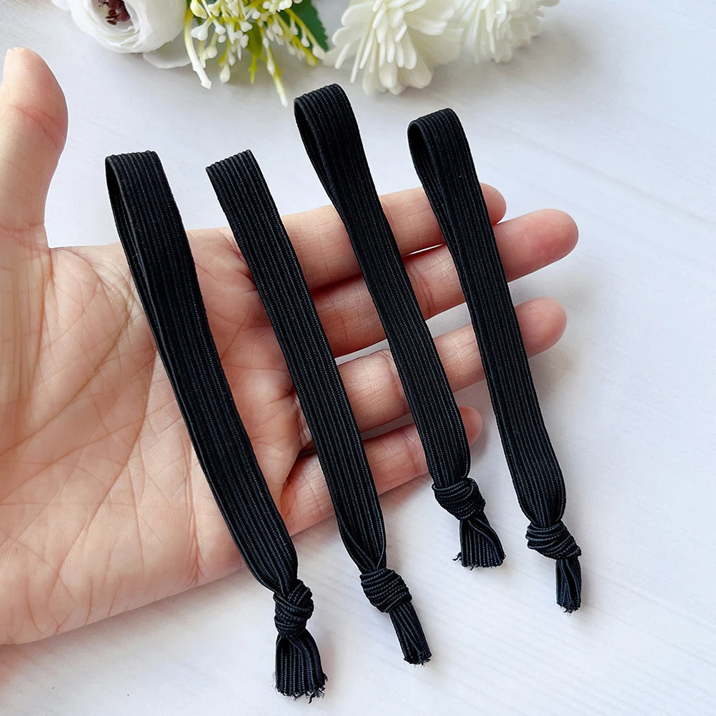 

20pcs Black Adjustable Hair Bands for Men Ultra Thin Elastic Wrist Scrunchies Ponytail Holder Fitness Accessories