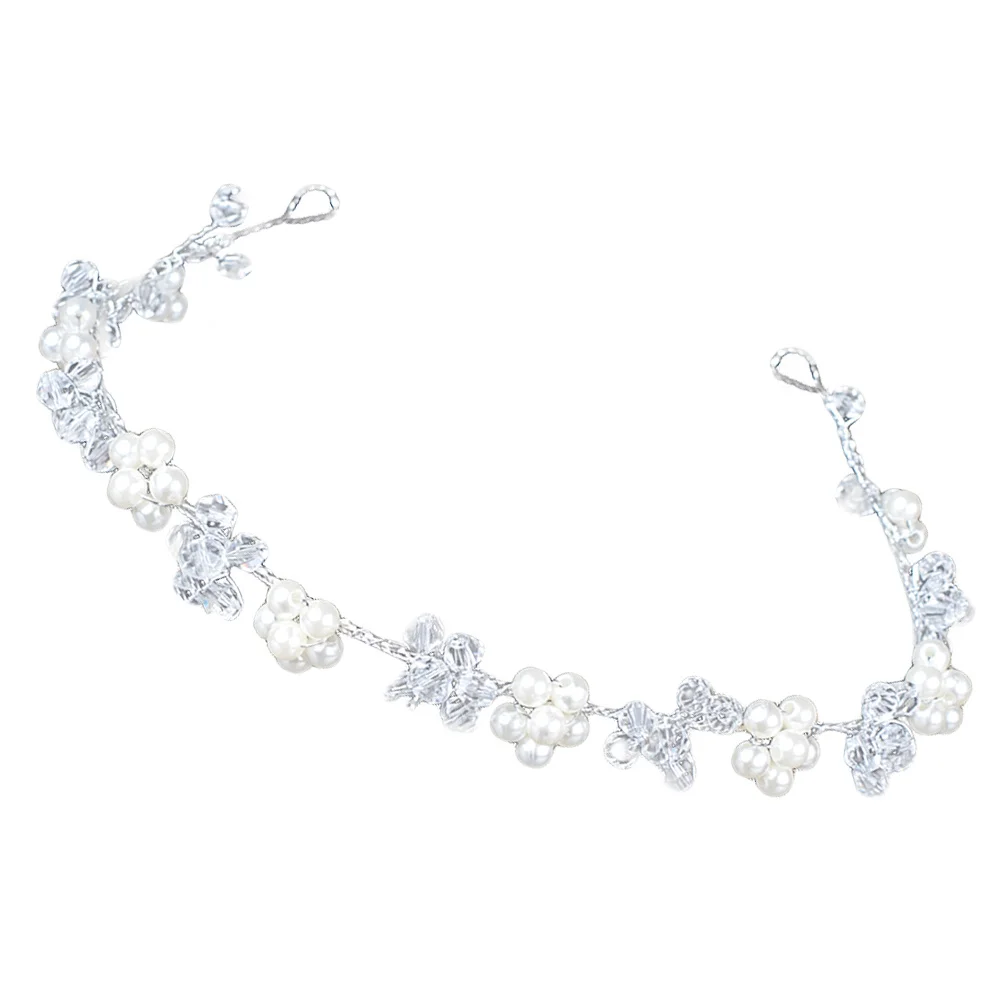 

Свадебный головной убор со стразами из искусственного жемчуга, элегантные свадебные аксессуары для волос, повязка на голову с хрустальным цветком, жемчужный венок, фото