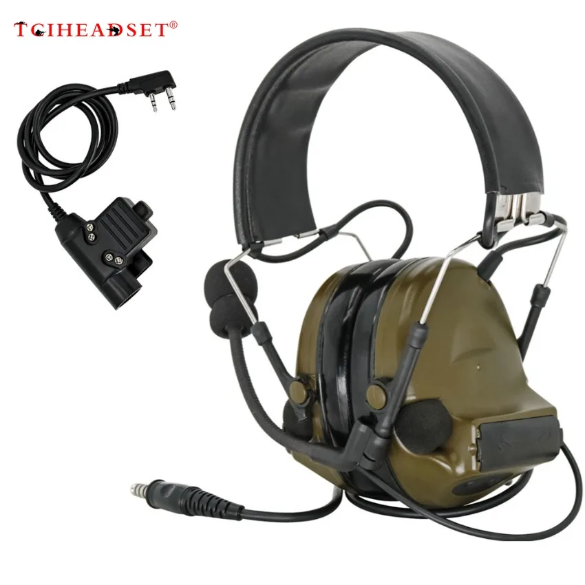 TCIHEADSET Tactical Headset Comtac II Airsoft Military Headphone Noise Reduction Pickup Hearing Protection Earmuffs With U94 PTT