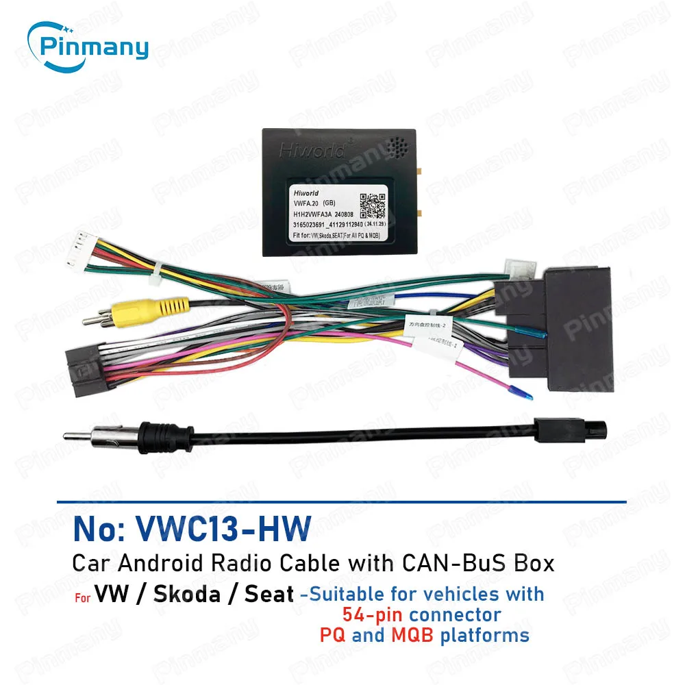 Car Radio Power Wire Harness Connector VWC13 CAN Bus Adapter for VW Golf 7 Touran Passat Caddy Jetta Amarok Skoda Octavia Citigo