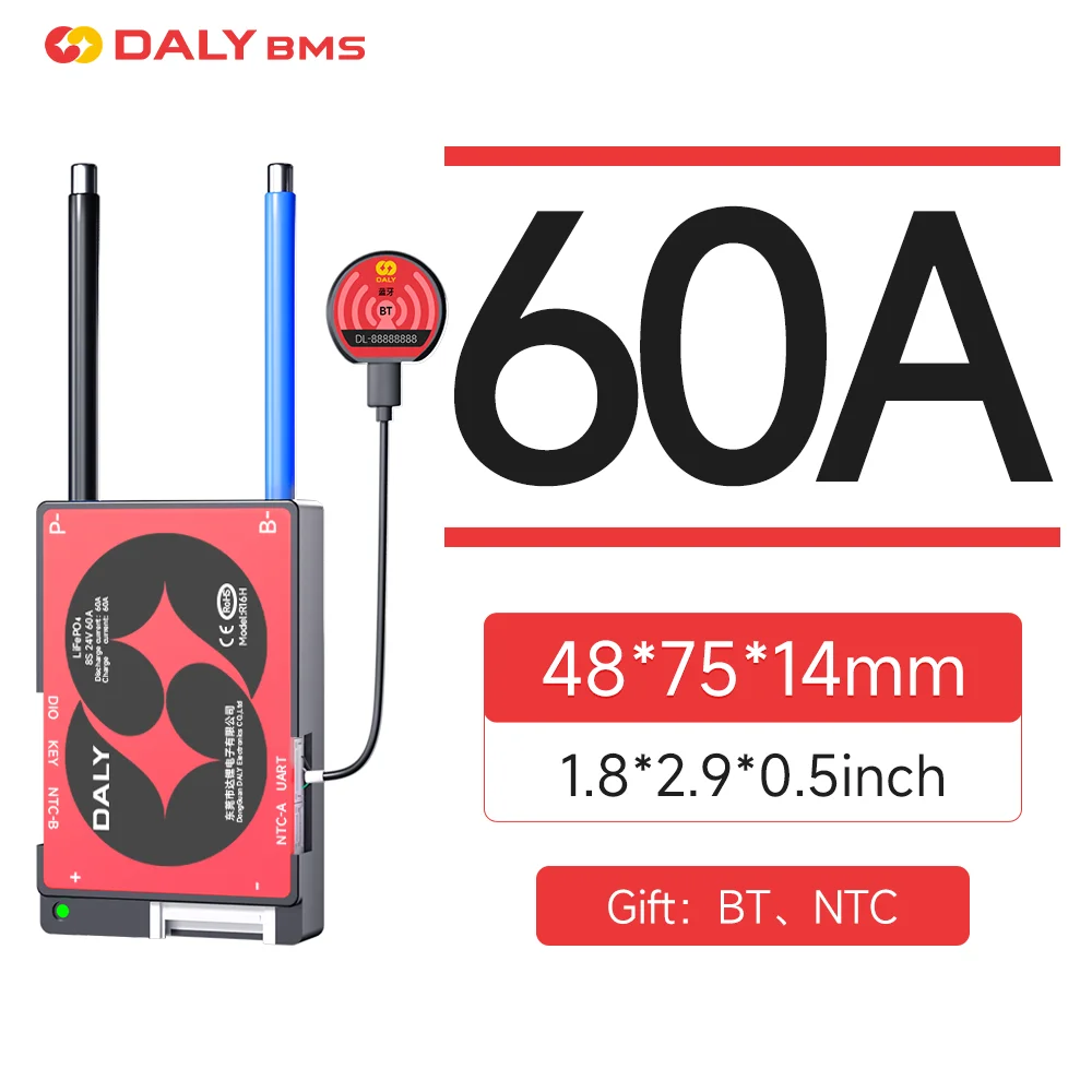 Daly Smart BMS 10s 36v 13S 14S 16S 48V Lifepo4 BMS 17S 20S 24S 40A 60A 100A 150A 200A Lifepo4 Li-Ion 18650 Batterij