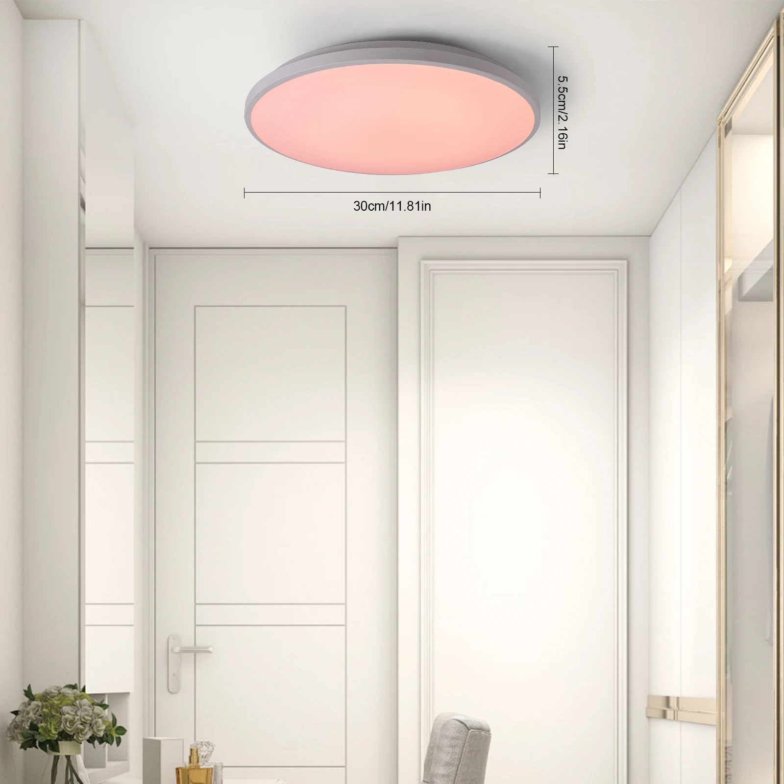 Modern Round LED Ceiling Light Fixtures, Acrylic Flush Mount Round Ceiling Light Fixture Temperature & Brightness Dimmable