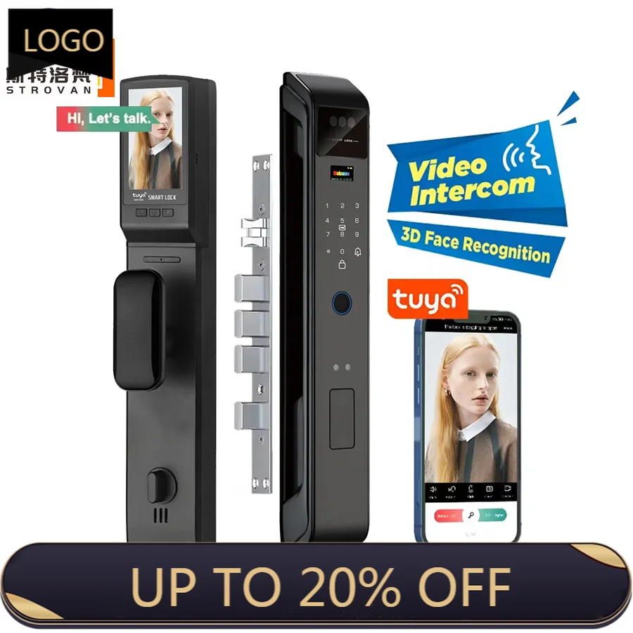 

STLF Ai Tuya Smart Door Lock With Electronic Keypad 3d Face Recognition Digital Code Key Fingerprint Wifi Cerradura Inteligente