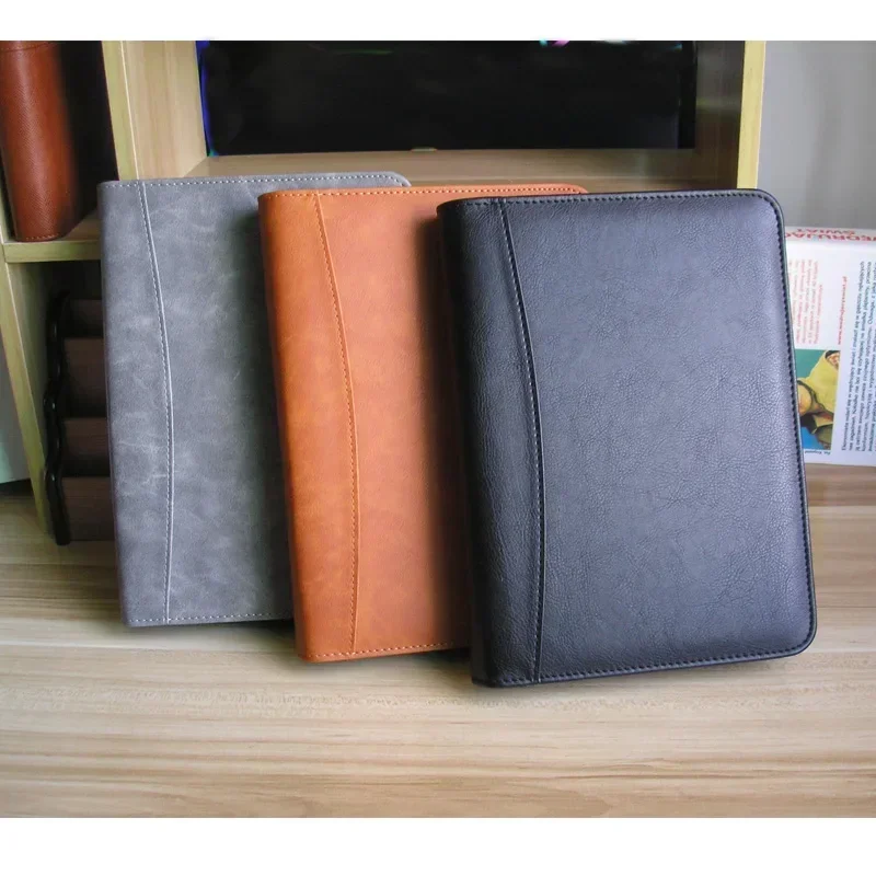 

gift Ring Loose Leather Journal Binder Memo Spiral Travel Weekly Agendas Faux Daily Zipper Planner Leaf Pen Notebook