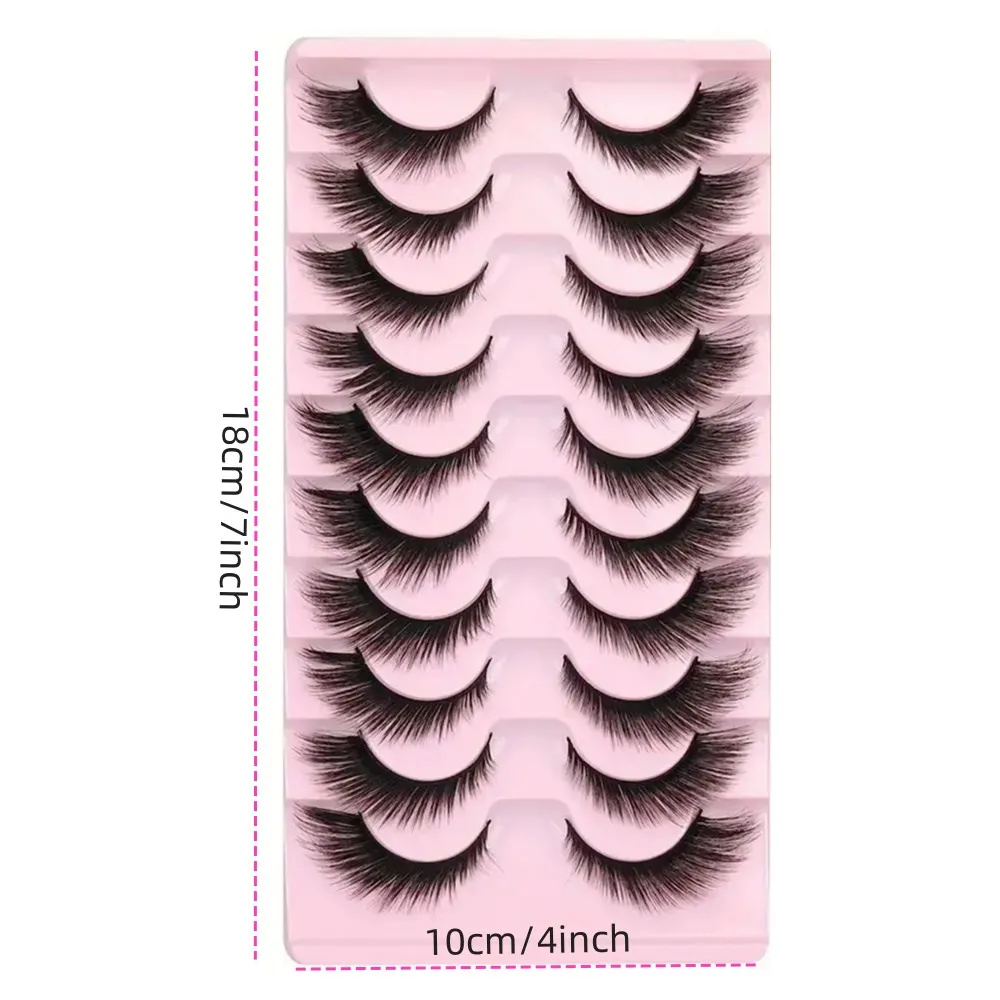 10 Pairs False Eyelashes, Natural Look Lashes Winged False Eyelashes, Slender Fluffy Lashes, Faux Cat Eye Fox Fairy Eye Lashes