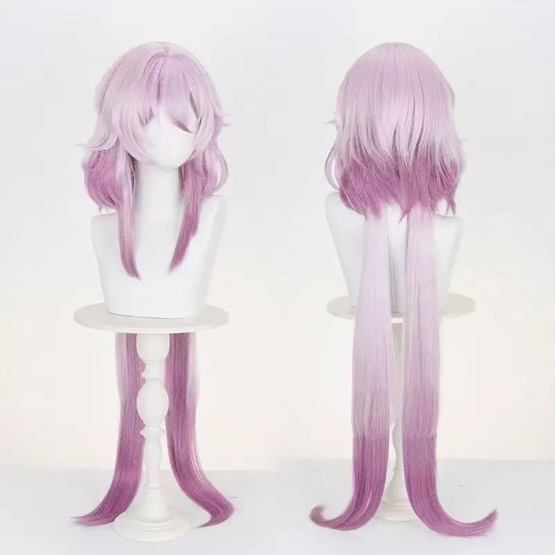 Honkai: Star Rail Evernight Cosplay Wig Pink‑Purple Gradient Long Double Ponytail High‑Temperature Synthetic Wig For Halloween