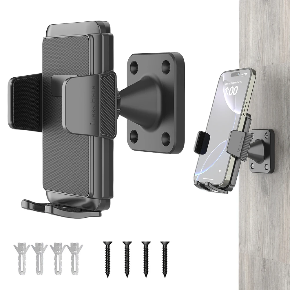 360 Adjustable Mobile Phone Stand Wall Mounted Stabilization Bracket Hands-Free Phone Mount for 4.7-7.2'' Phones