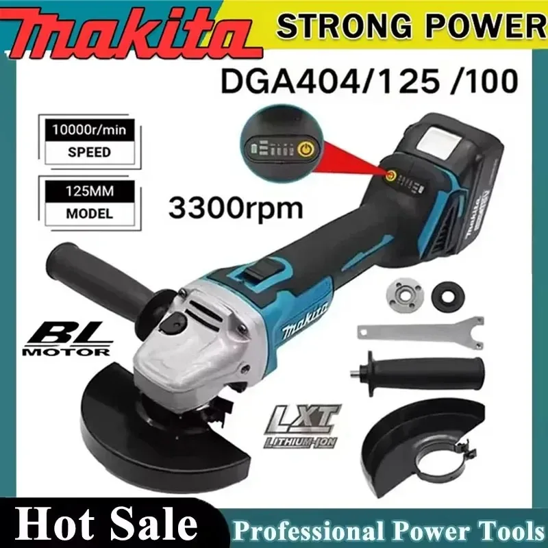 

Аккумуляторная угловая шлифмашина Makita 18В 100/125мм DGA404, бесщеточная, высокомощная, литий-ионная, для резки и полировки