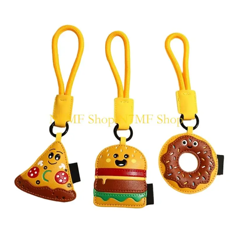 

N7MF Aesthetic keychains Bag Pendant Charm Leather Foodie Keychains Charm for Women Bag Purse Backpack Decorations Gifts