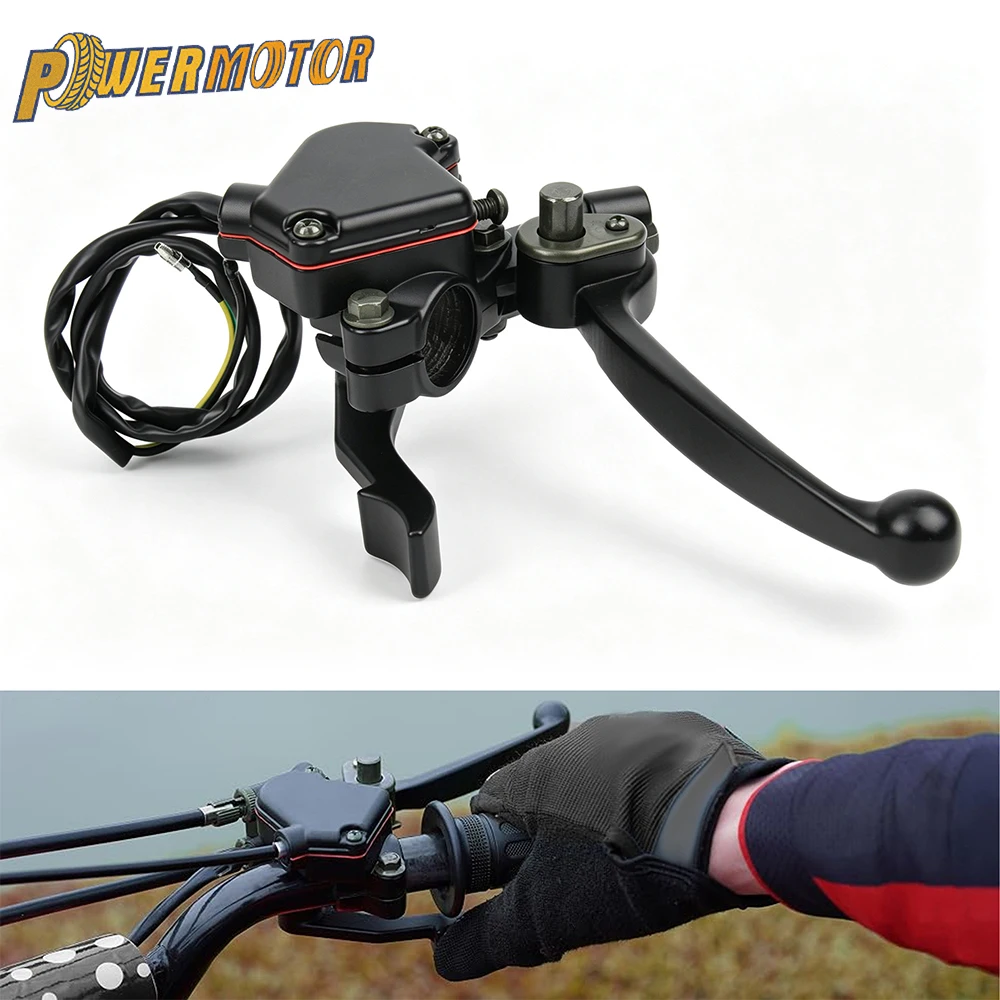 Motorcycle 22mm Dual Brake Lever Assembly with Thumb Throttle Accelerator Cable Accessories for 50cc 90cc 150cc 250cc ATV