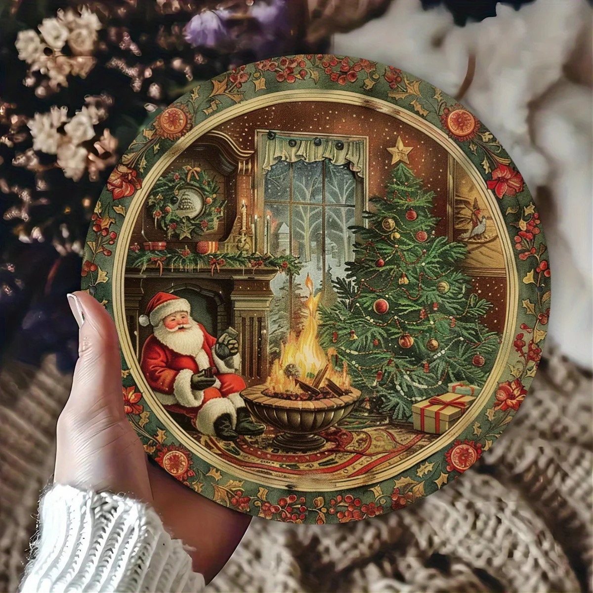 Panneau en aluminium vintage « Miracle du sapin de Noël », décoration murale en métal « Nuit des cadeaux du Père Noël », 8x8 pouces, pour la maison, intérieur/extérieur