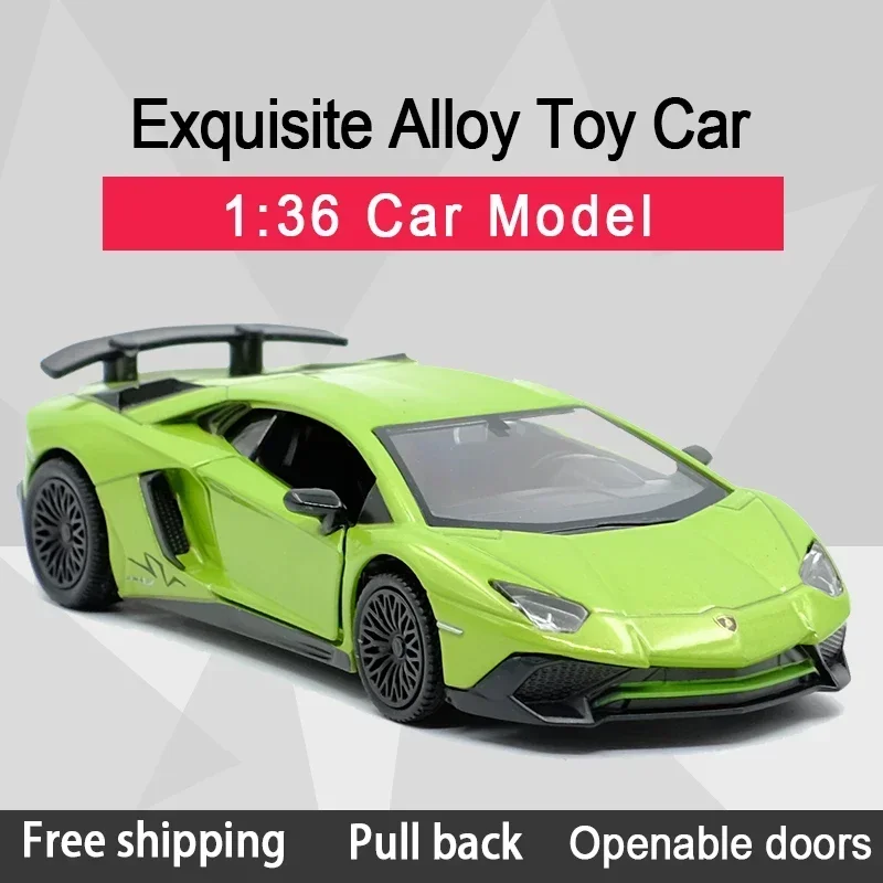 1:36 Aventador LP750-4 coche deportivo aleación Diecast modelo de coche de juguete con retroceso para niños regalos colección de juguetes F234