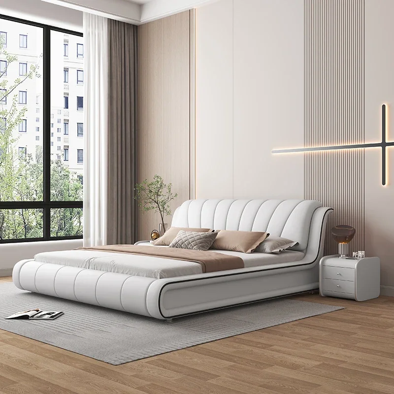 

​​King Size Bed with Storage Solid Wood Frame CE Certified Modern Bedroom Furniture for Home Master Bedroom​​ Home
