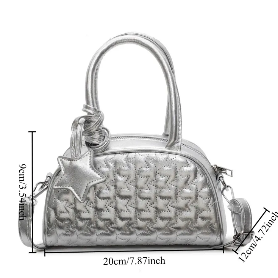 

New fashion handbag bowling ball embroidery hand carry small square bag versatile texture single shoulder crossbody female bags