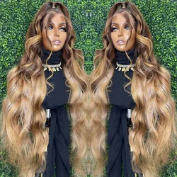 250% Body Wave Glueless Wig Highlight Ombre 7x5 Lace Frontal Wig Brazilian 4/27 Color Ready To Go 13x4 Human Hair Wigs For Women