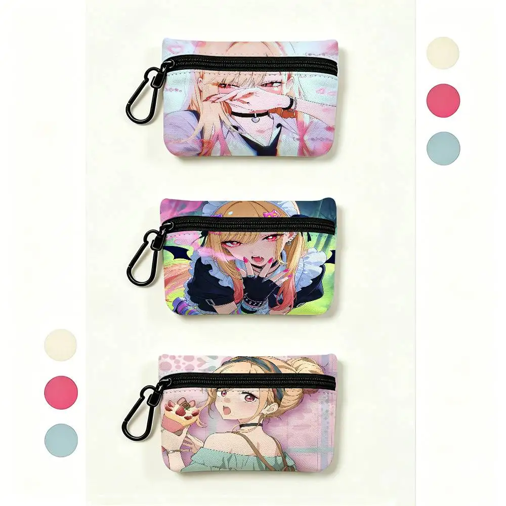 M-My Dress-Up Darling Marin Compact Oxford Cloth Zipper Pouch Detachable Carabiner Mini Coin & Key Wallet