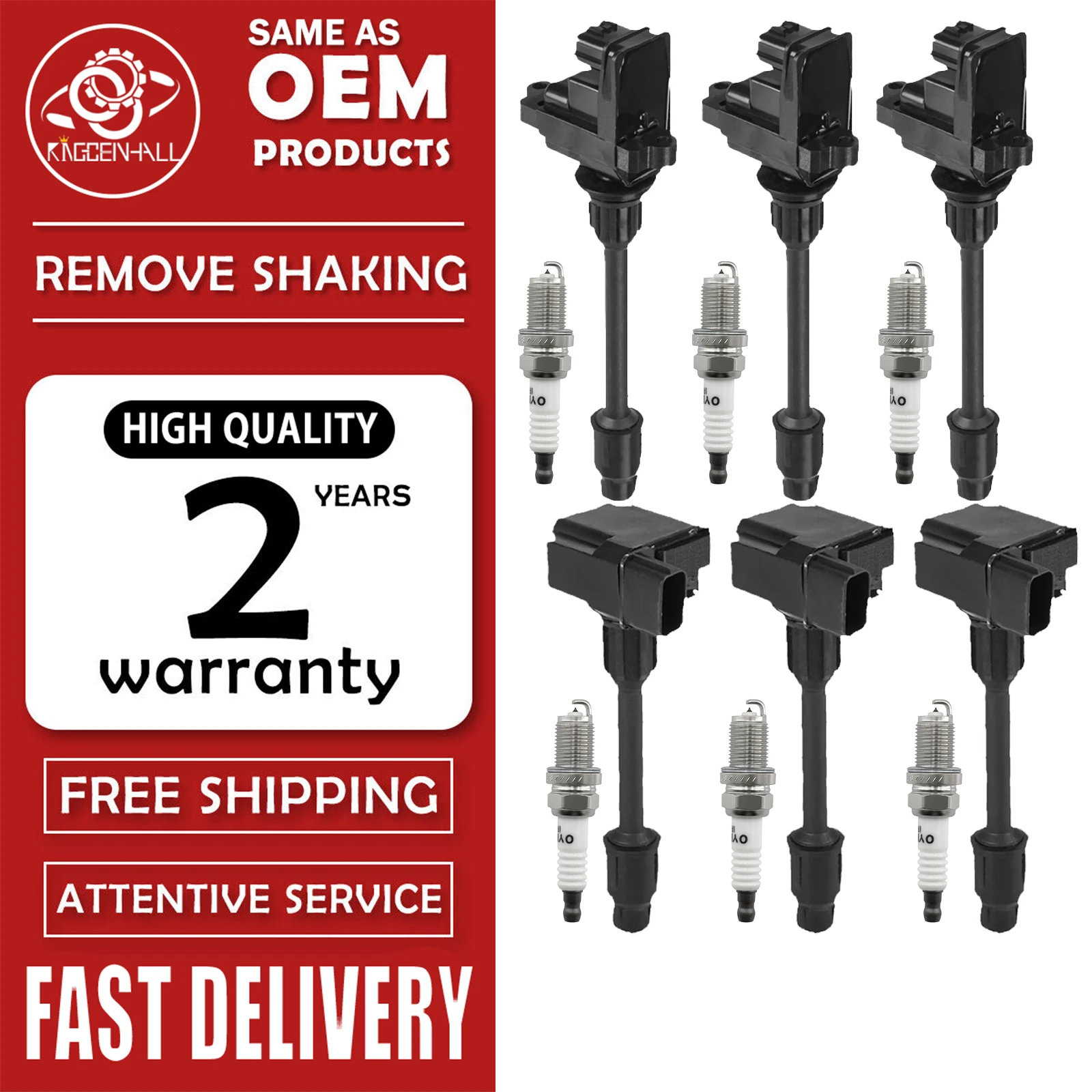 

New Ignition Coil Spark Plug Set 22448-31U01 22448-31U06 BKR6EIX-11 Compatible With Nissan Maxima Cefiro A32 1995-1999 2.0L 3.0L