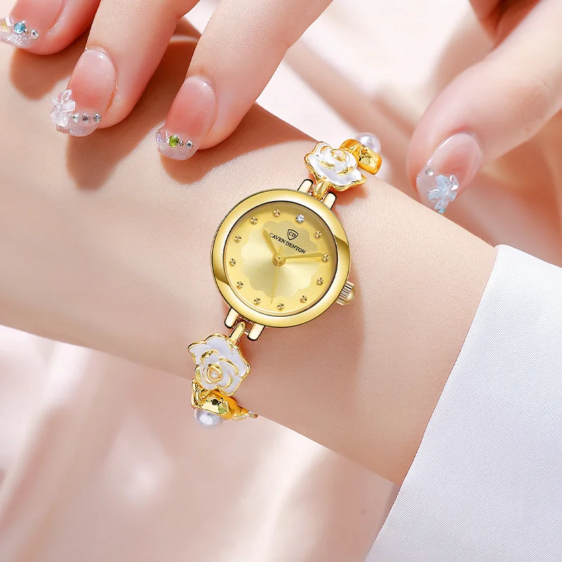 Golden Quartz Watch for Women Luxury Ladies Wristwatch Bracelet Watches For Ladies Small Dial Female Clock Fashion Dress NO BOX