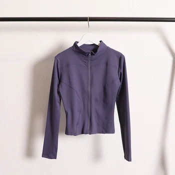 ג'קט יוגה גמיש ללבישה פעילה לנשים עם רוכסן לחדר כושר ספורט קז'ואלי עם חורי אגודל