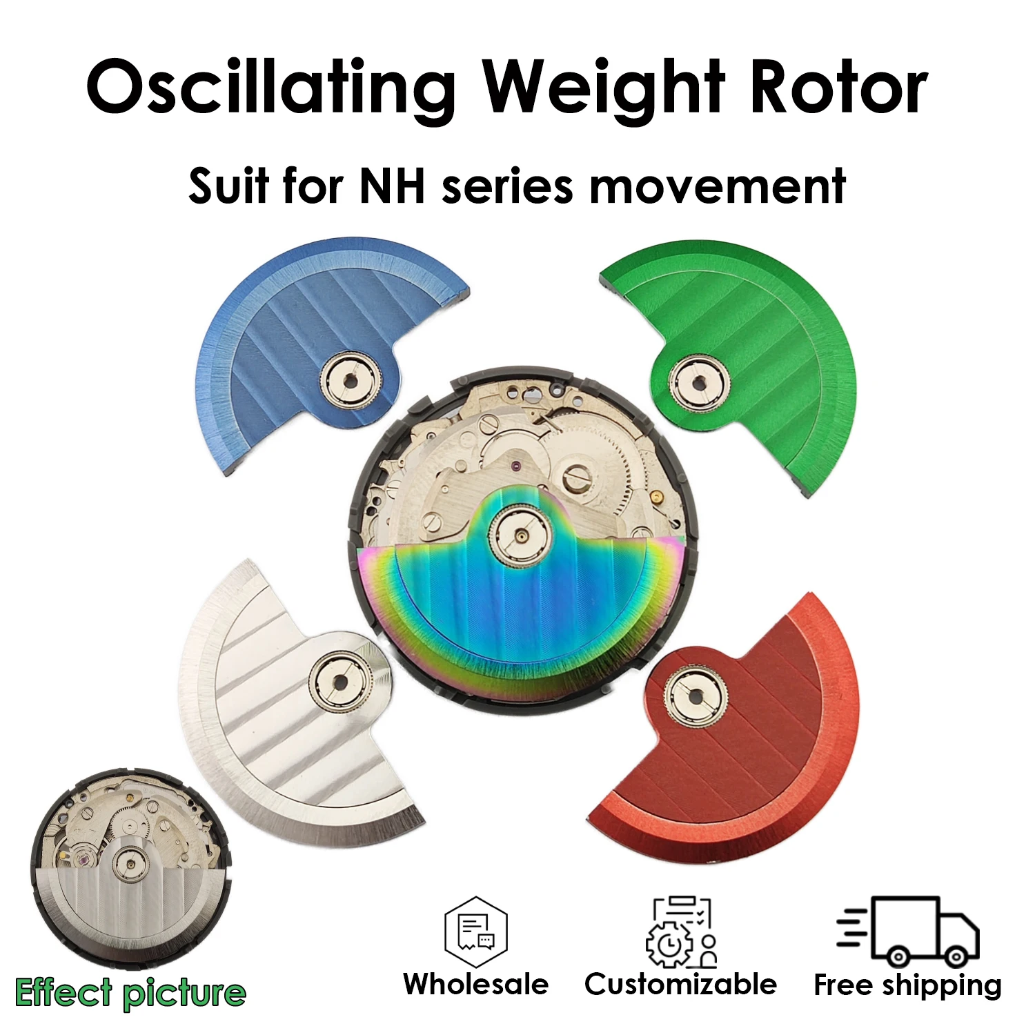 

Ротор с качающимся весом в Женевском стиле, цветной костюм для серии NH 4R35B 4R36A, аксессуар для ремонта автоматического движения, оптовая продажа