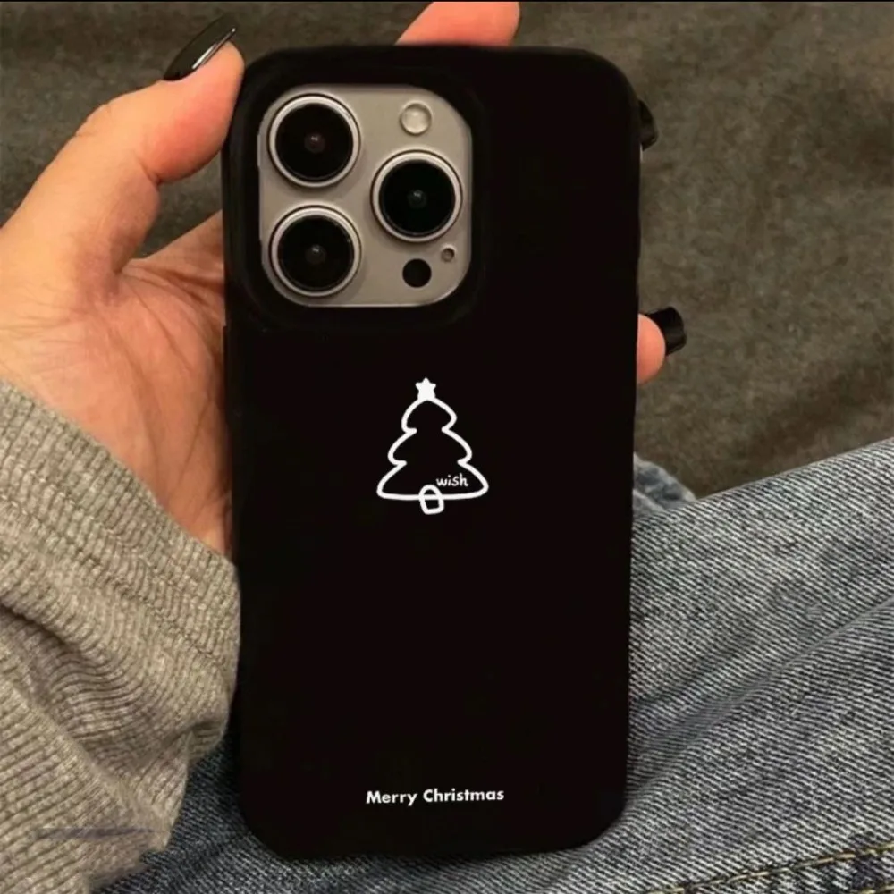 

Чехол для телефона для iPhone 16, 15, 14, 13, 12, 11 XS X XR Pro Max Plus INS Cartoon 1, мягкий защитный чехол с принтом рождественской елки, предотвращающий падение