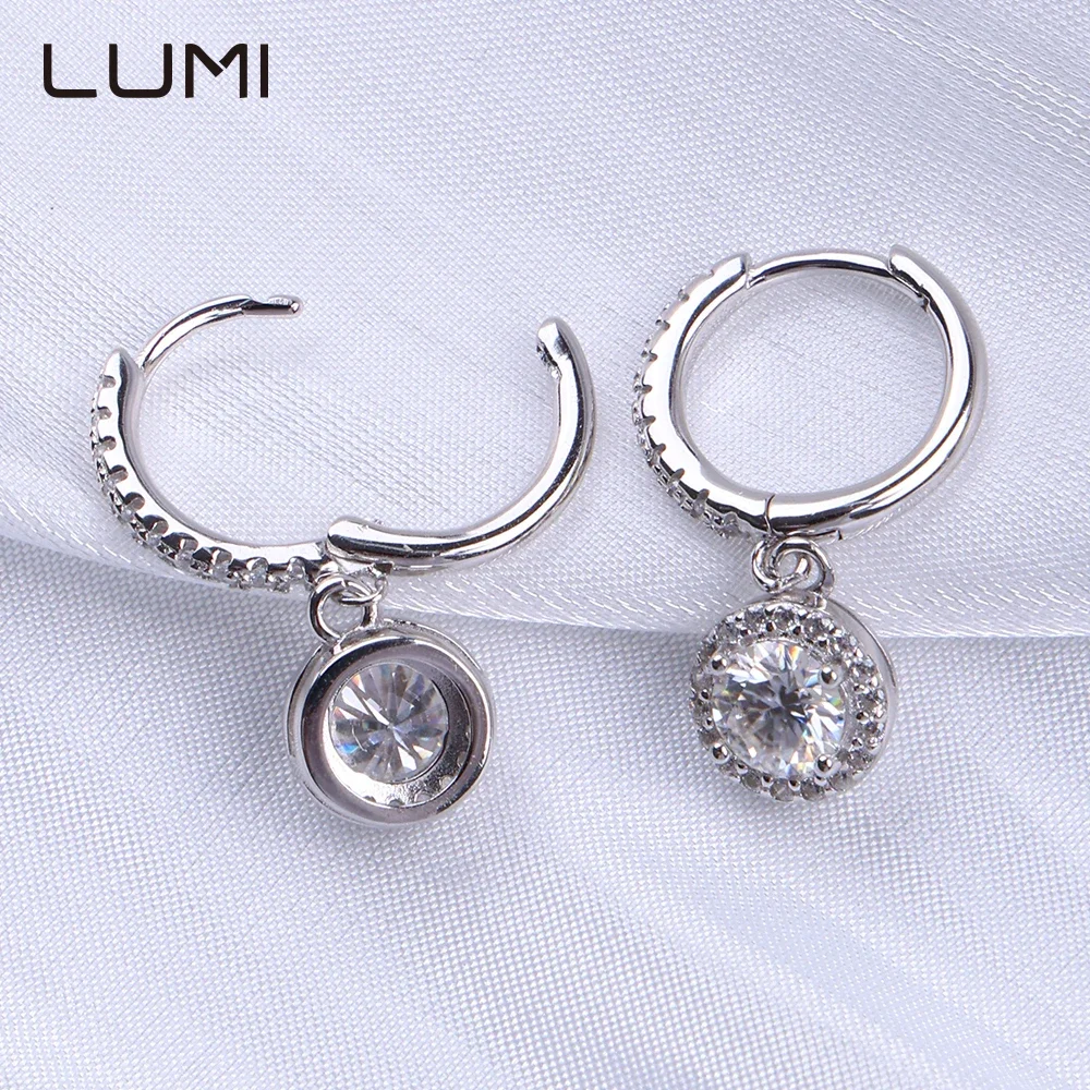 

Серьги LUMI из серебра 925 пробы с муассанитом 0,5-1 карата — супер красивые женские пряжки для ушей, блестящие роскошные свадебные аксессуары