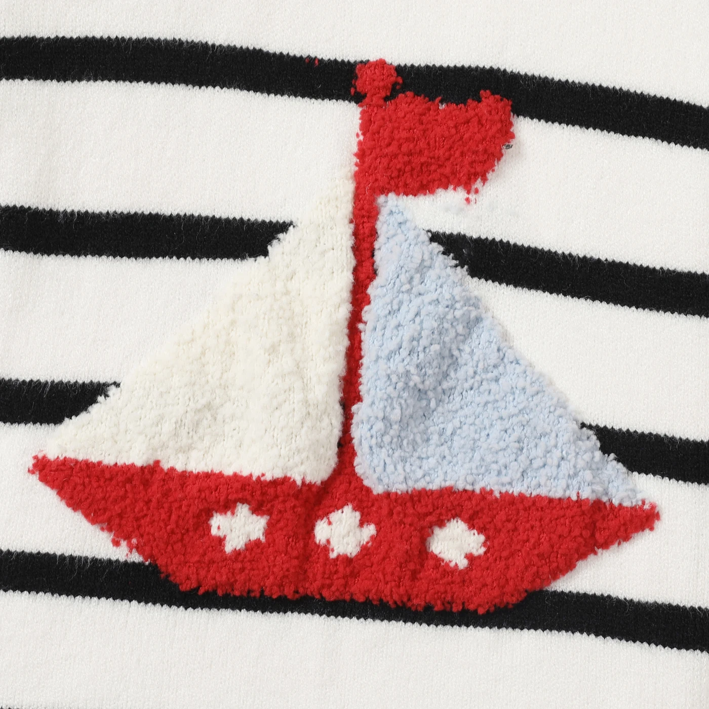 PatPat Toddler Boy Sailboat Pattern Stripe Knit Sweater