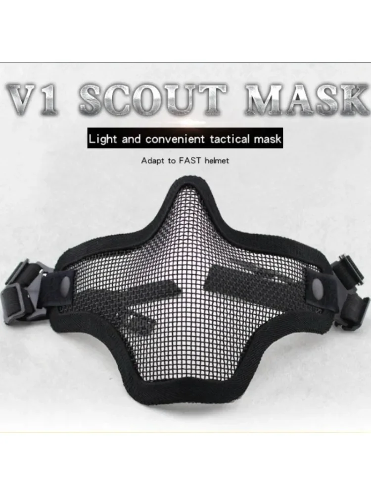 AliExpress V1 SCOUT MASK ADAPT TO FAST HELMET Breathable Half Face Cycling Mask Low-carbon Steel for Protection Tactical Paintball Mask