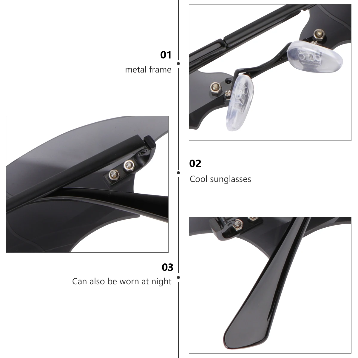

1Pcs Bat Shape Sunglasses Halloween Photo Prop Party Glasses Black Gold Size Suitable for Most Teens Adults Festival