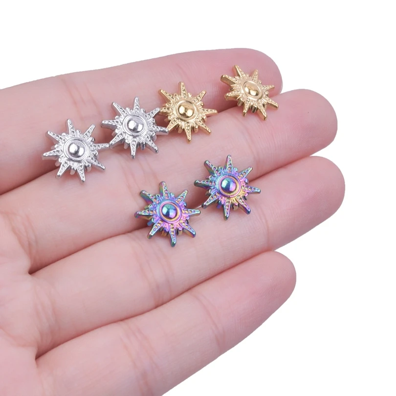 Cute Sun Stud Earrings For Women Men Accessories Vintage Jewelry Ear Piercing Stainless Steel Earring Plug Le Soleil Aretes Girl