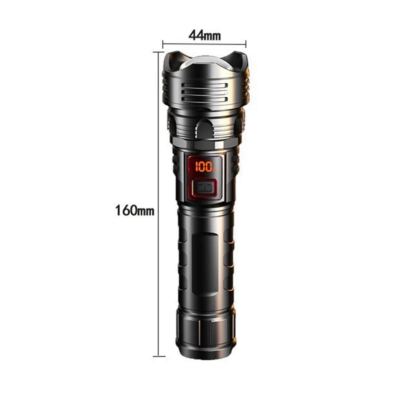 

LED Flashlight Rechargeable Portable Flashlight Digital DisplayJAS