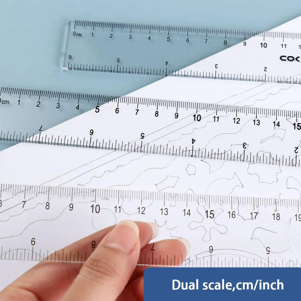 Accesorios de Escritorio, Regla Recta de Plástico Transparente de 15cm, 20cm, 30cm, 40cm, Regla de Medición Multifuncional, Regla de Dibujo Escolar