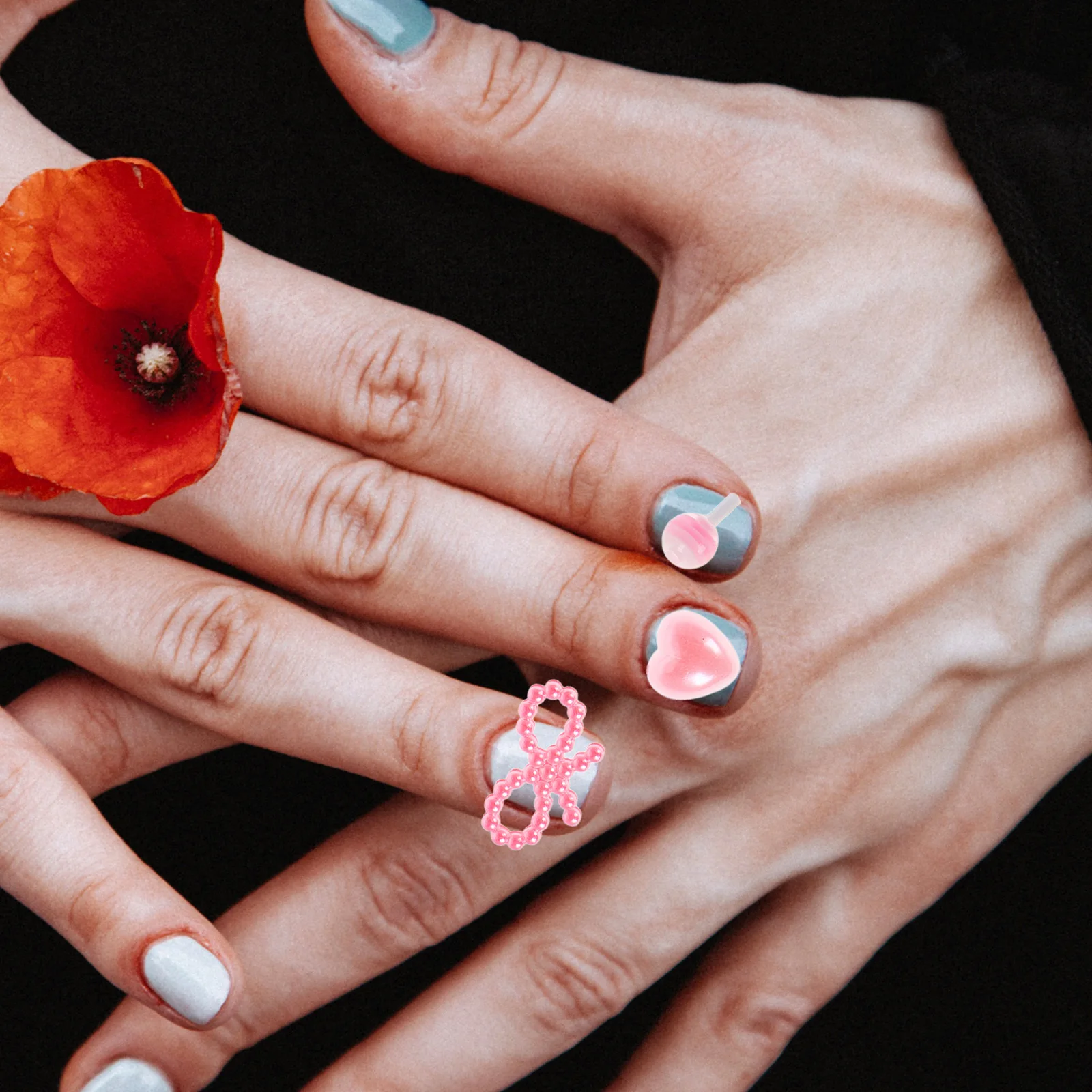 

1Set Nail Charm Ornaments Heart Pearl Set Irregular Shapes Mini Fingernail Decor Kawaii Nail Art Manicure DIY Fingernail Decors