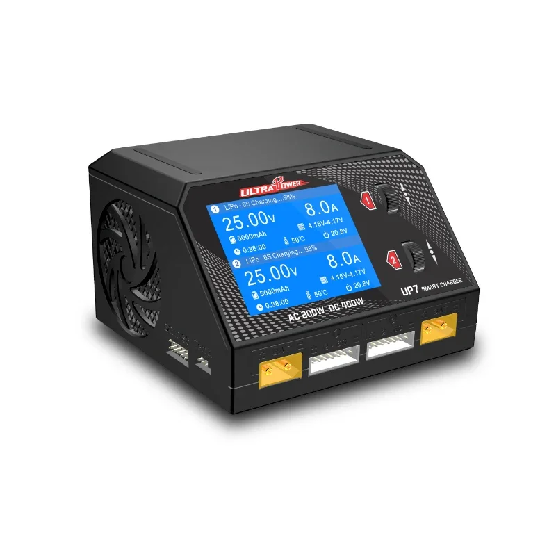 UltraPower UP7 AC 200W DC 400W Dual Channel 10A Smart Battery Balance Charger Discharger LCD for Lipo LiHV Lilon LiFe RC Model