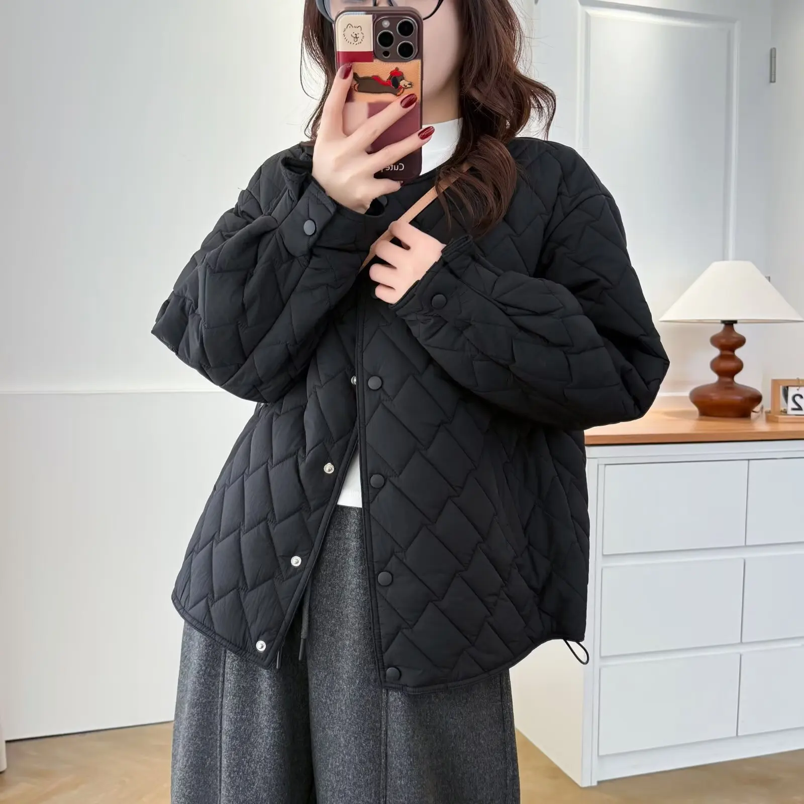 

XXXXL модная женская одежда больших размеров, парки, осень-зима, новый стиль, простая тонкая стеганая куртка, теплое пальто 558