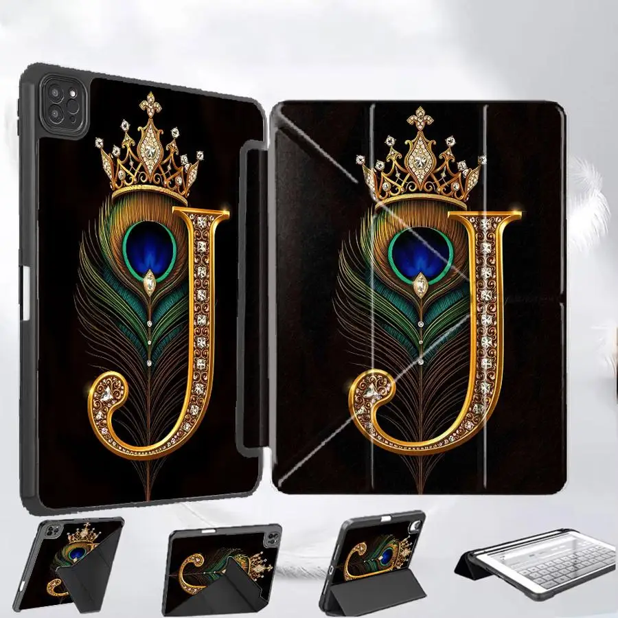 

Tablet Case For iPad Pro 11th 10th 9th 8th 7th 12.9inch Pro 2025 Air 4 5 M3 M2 M4 11inch Mini 6 7 Holder Cover Crown Letter J