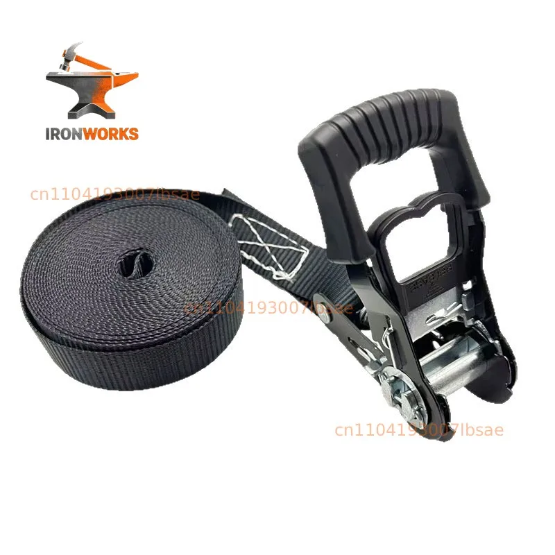Black 25mm overmolded polyester strapping device, small ratchet tensioner, ABS thick flat strap tightener
