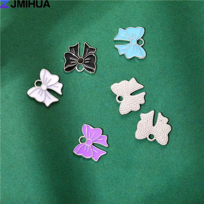 15pcs Enamel Charms Trendy Cute Bowknot Charms Pendants For Jewelry Making Supplies DIY Handmade Earrings Bracelets Accessories