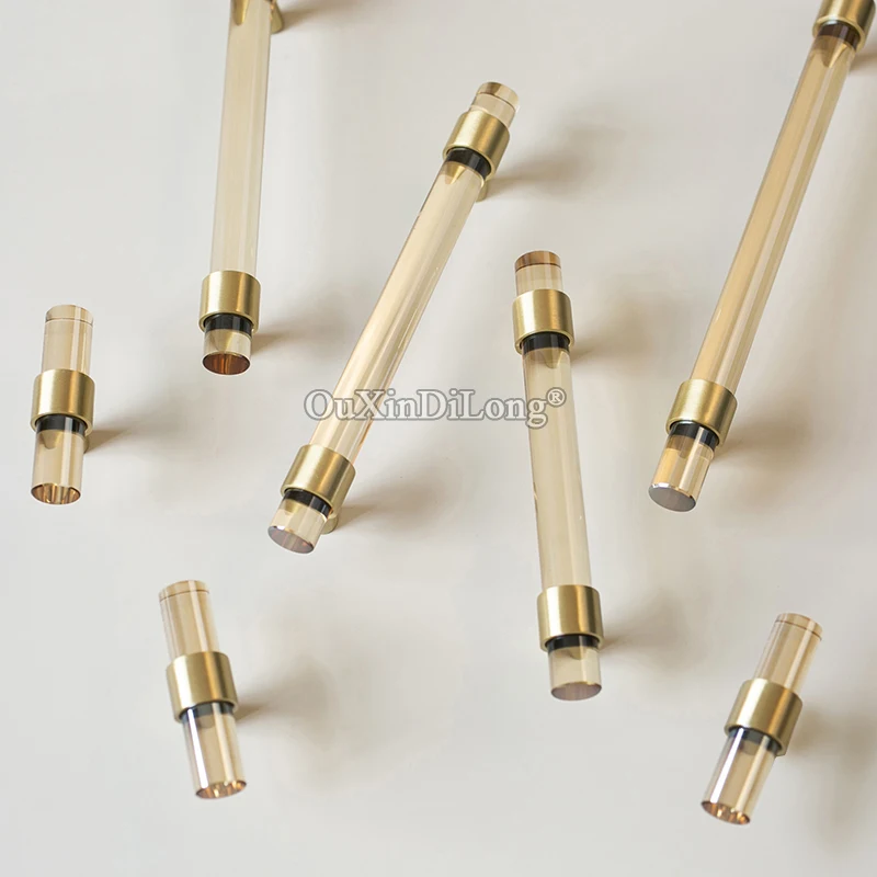 NEW 10PCS French Champagne Brass+Crystal Furniture Handles Drawer Pulls Cupboard Wardrobe Kitchen TV Wine Cabinet Pulls Knobs