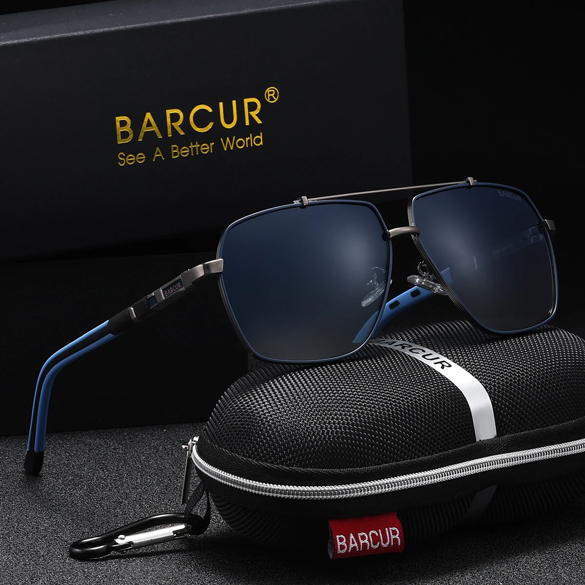 BARCUR Leichte und bequeme Sonnenbrille im Urlaubsstil mit Tac-Linsenmaterial und UV-beständiger Markenverpackung