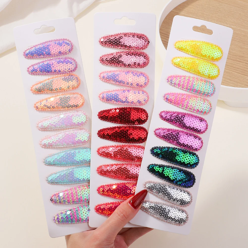 10Pcs/Set Korean Gradient Sequins Metal BB Clips Hair Clips for Kids Handmade Hairpins Barrettes Headwear Girls Hair Accessories