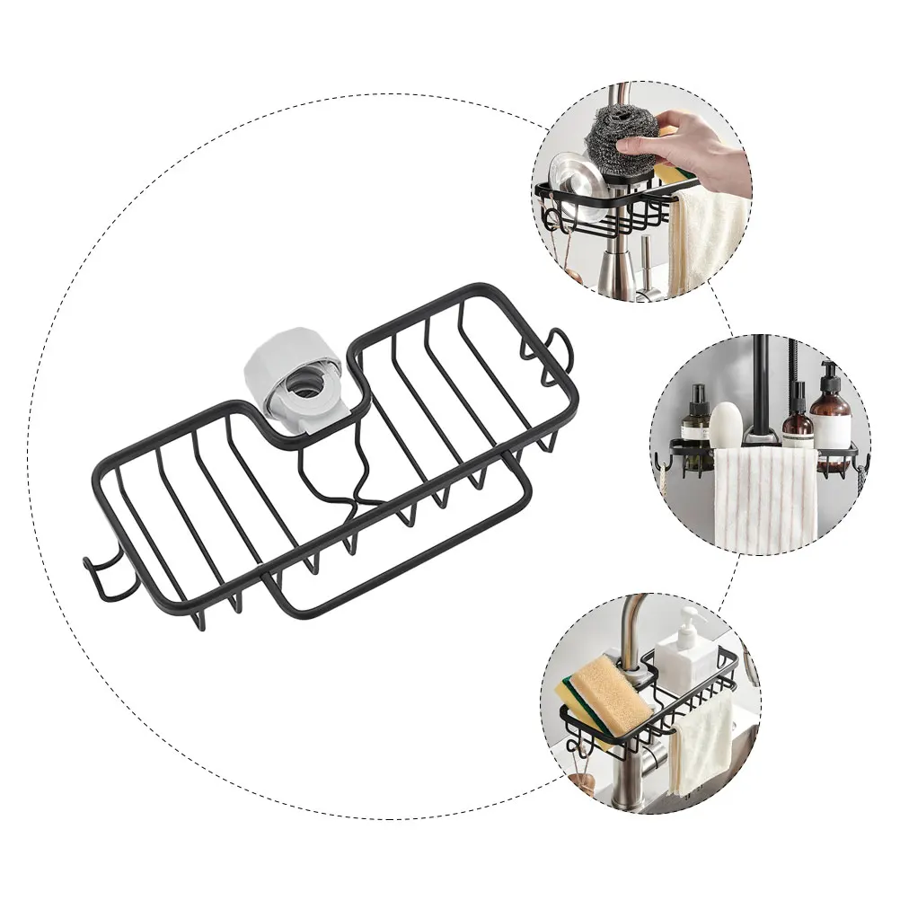 Drain Basket for Kitchen Sink Rack Faucet Storage Organizer Dust Cloth Holder Draining Water Tap
