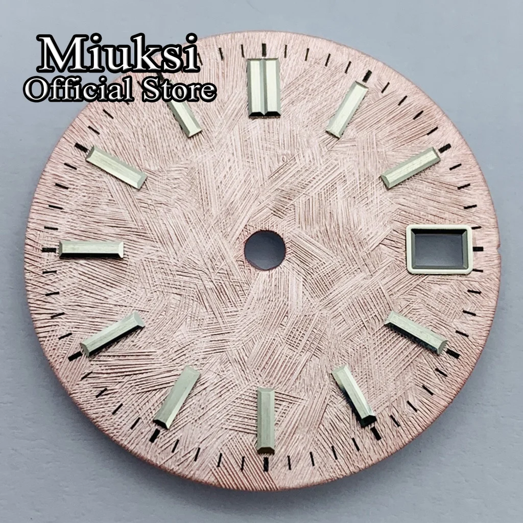 Miuksi 28.5mm silver blue pink sterile watch dial fit NH34 NH35 movement fit 3/3.8 o'clock crown view 4