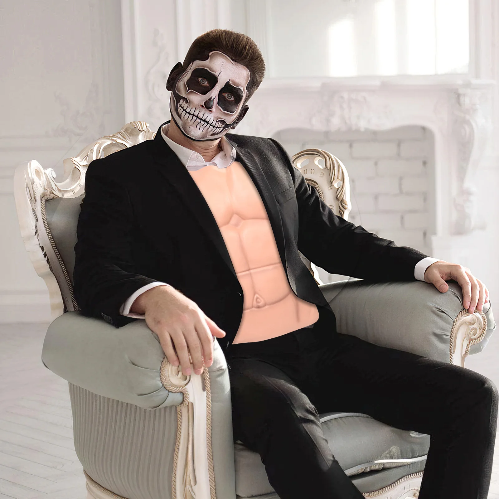 

Realistic Fake Muscle Chest Half Body Suit Male Halloween Cosplay Muscle Bodysuit Costume Comfortable Eva Mens