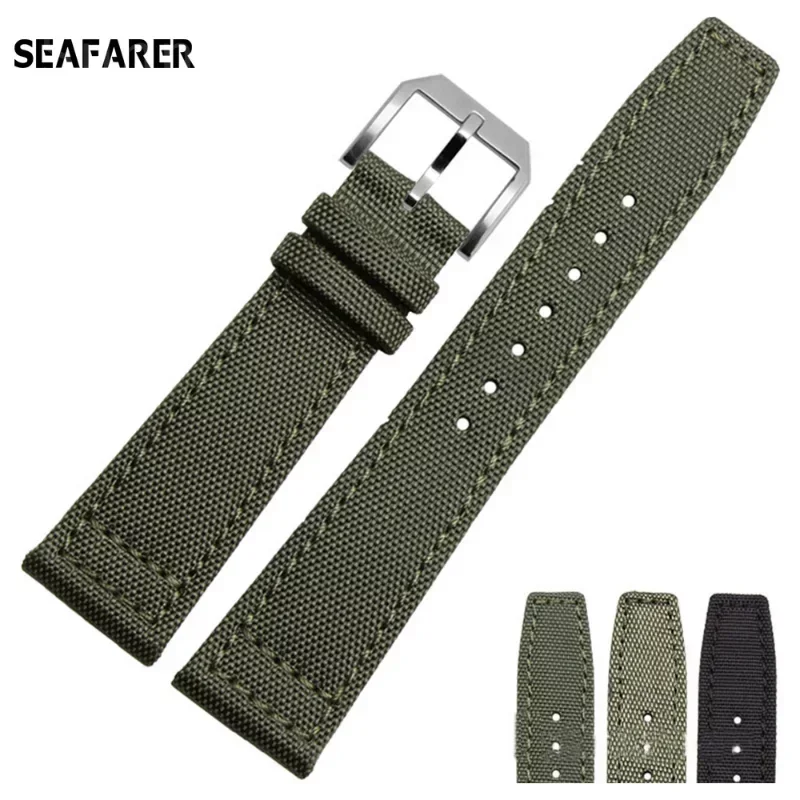 20mm 21mm 22mm Nylon Canvas Fabric Watch Band for IWC Pilot Spitfire Timezone Top Gun Strap Green Black Belts Wristwatch Straps