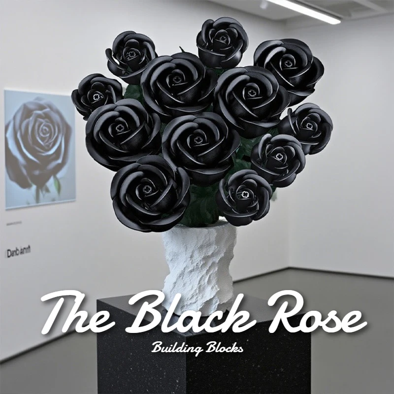 

Двенадцать черных букетов роз, строительные блоки, искусственные цветы на Хэллоуин, готический ретро-ботанический домашний декор на Рождество, день рождения