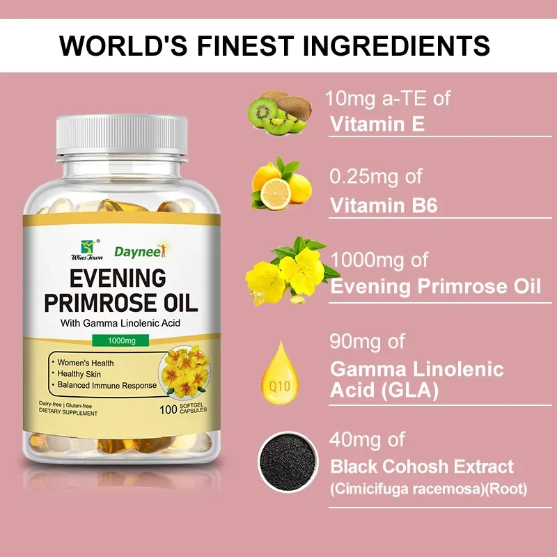 1 bottle of evening primrose oil soft capsule balanced nutrition helps improve hair health and rheumatism health food