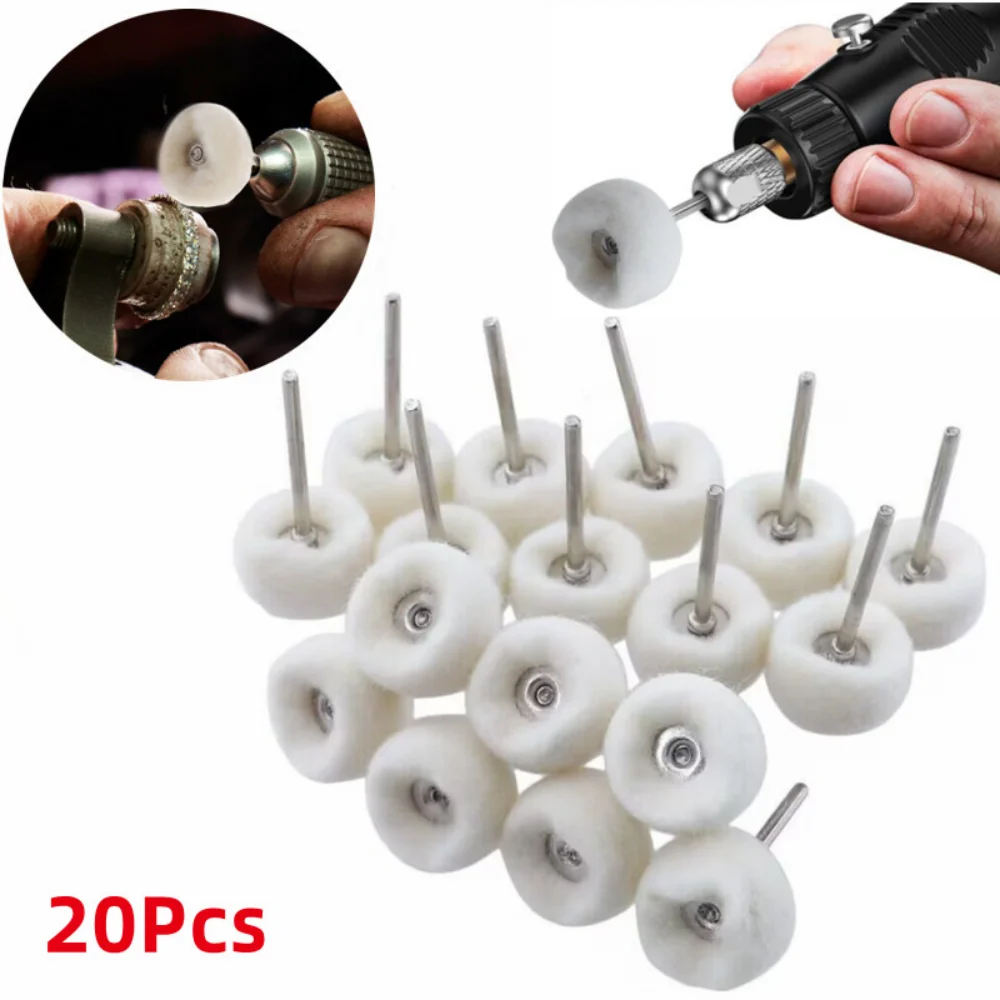 20Pcs 3mm Mini Angle Grinder Handle Abrasive Disc Felt for Buffing Wheels Metal Polish Brush Drill Rotary Tool Accessories