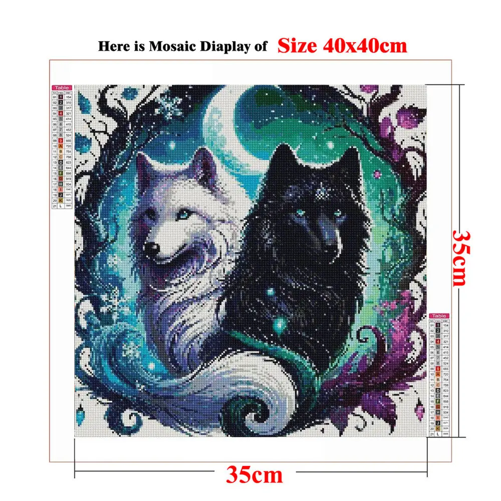 Majestic Alpha Wolf 5D Diamond Painting Full Drill Optical Illusion Mountain Waterfall Cross Stitch Rhinestone Picture Room Art